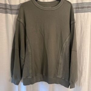 Aerie Green Crewneck Sweater Relaxed Fit